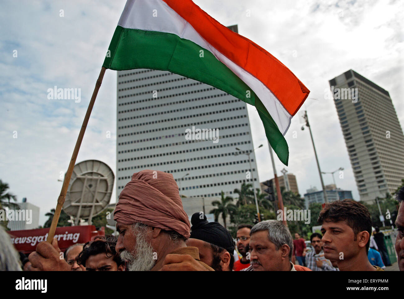 People showing solidarity to security forces after terrorist attack by deccan mujahedeen ; Bombay Mumbai Stock Photo