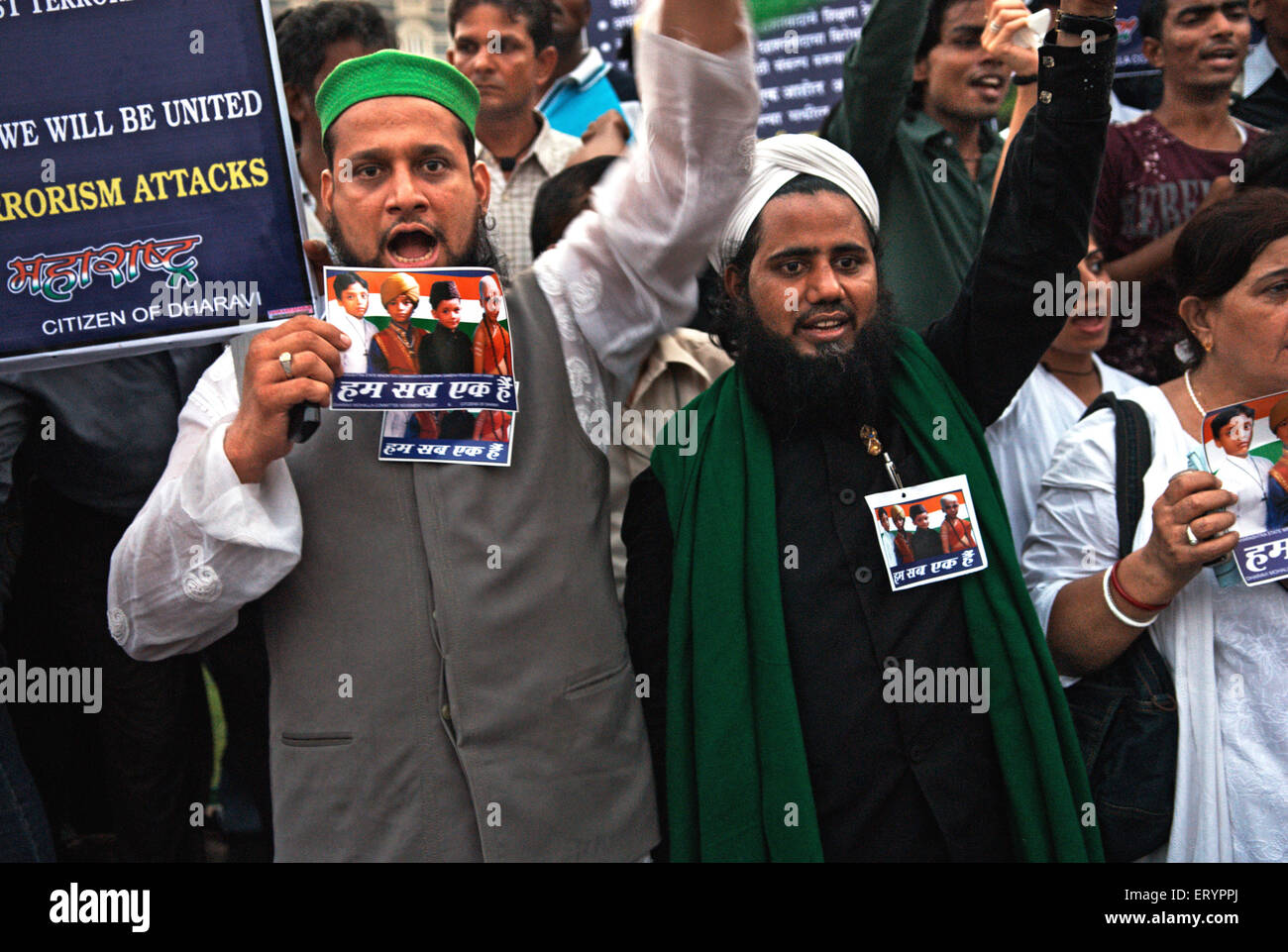 Protester after terrorist attack by deccan mujahedeen in Bombay Mumbai  ; Maharashtra  ; India 3 December 2008 NO MR Stock Photo