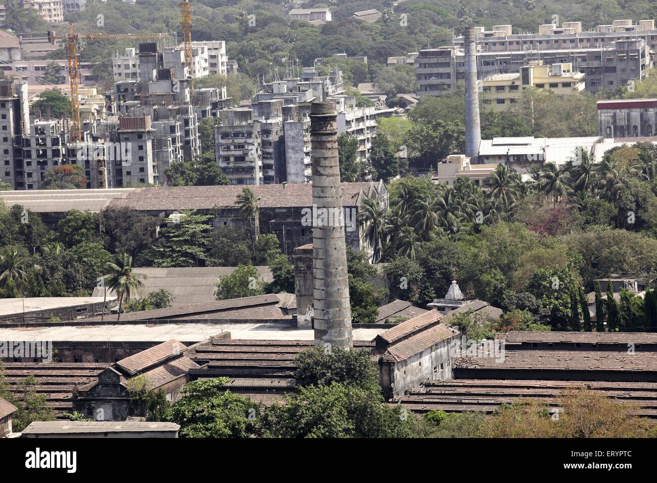 Old closed textile mill chimney , Parel , Bombay , Mumbai ; Maharashtra ; India , asia Stock Photo