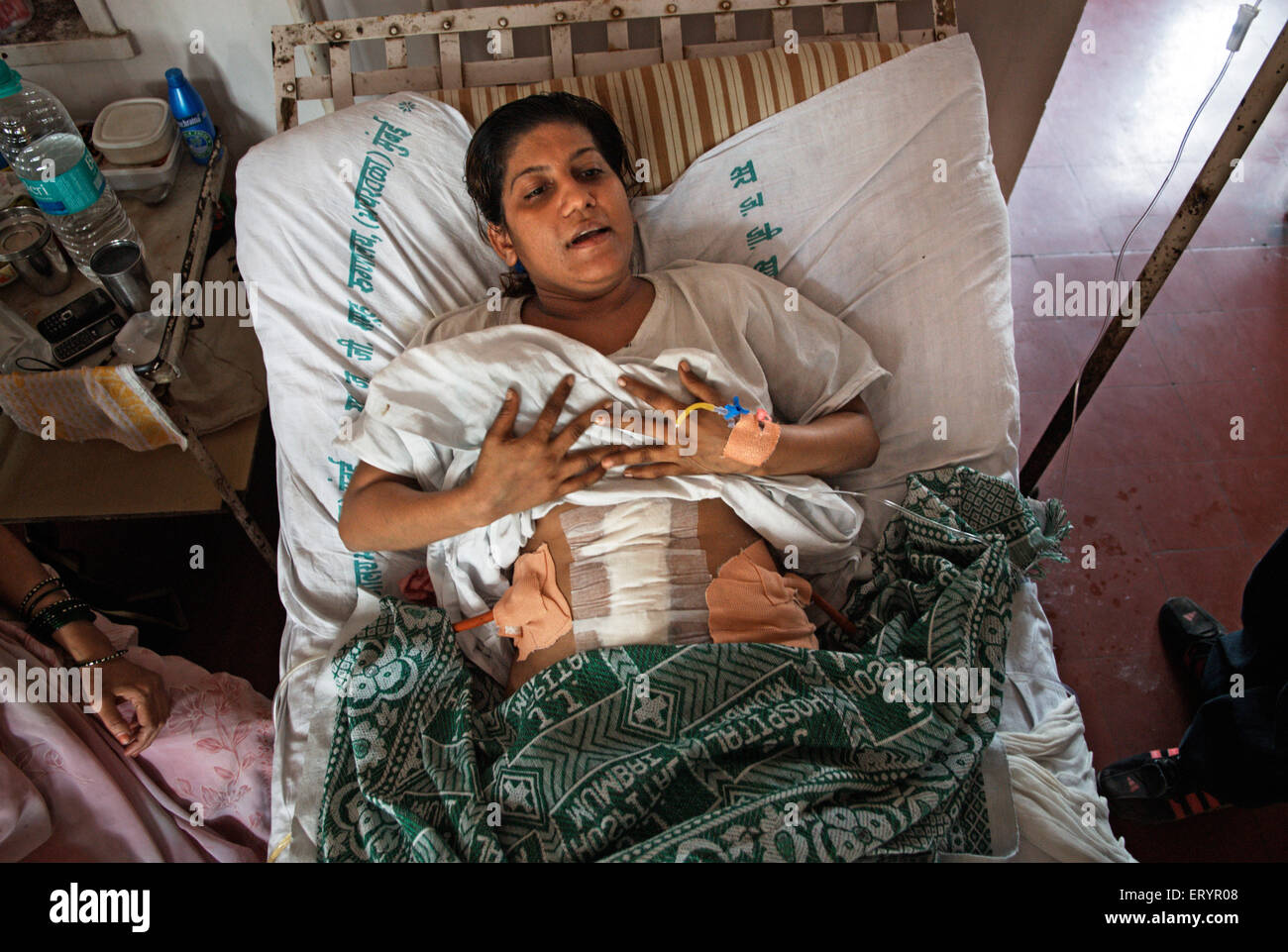 26/11 terror attack victim in hospital , Bombay , Mumbai , Maharashtra  ,  India , Asia Stock Photo