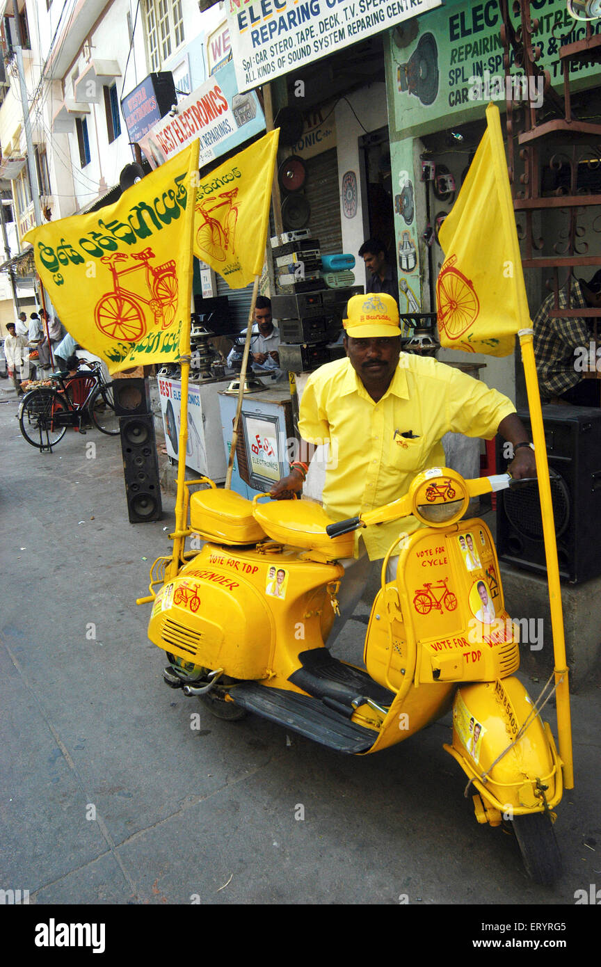 tdp telugu desam party leader d nagender painted on scooter for stock photo alamy https www alamy com stock photo tdp telugu desam party leader d nagender painted on scooter for election 83589749 html