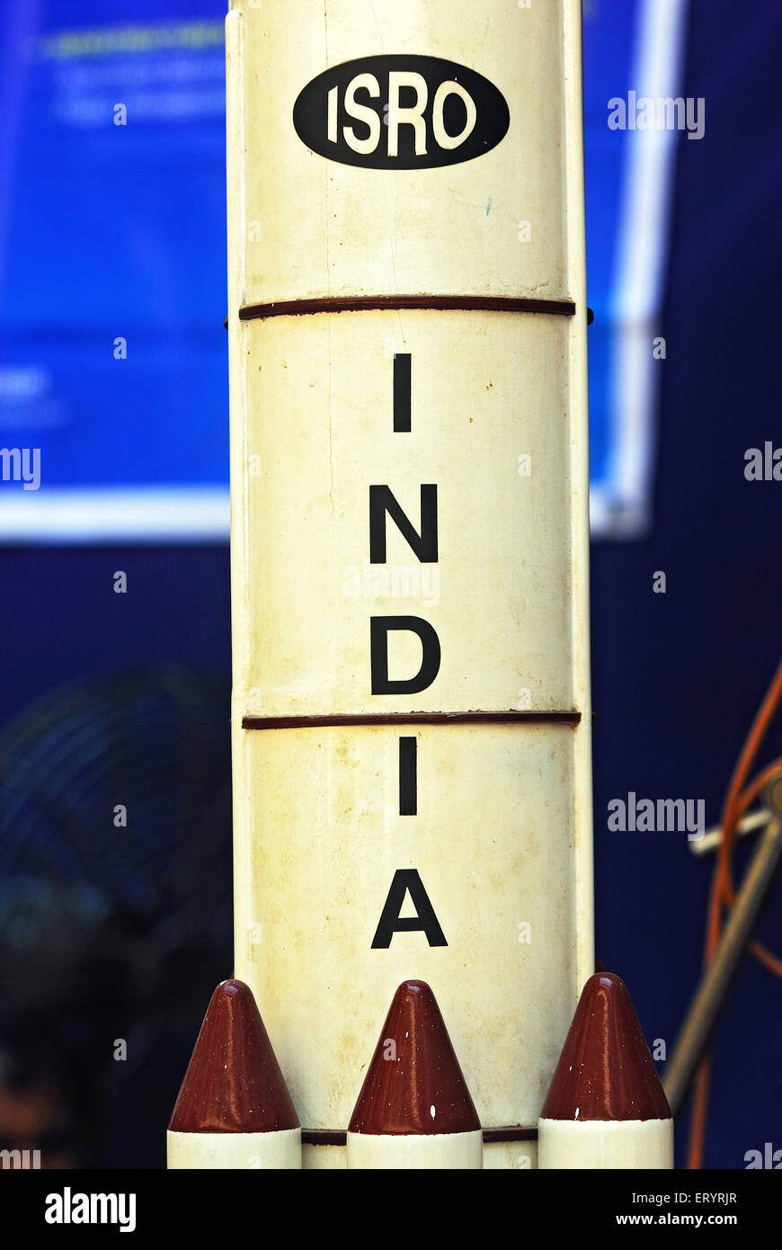 PSLV , polar satellite launch vehicle model , ISRO , Indian space research organization , SIES college , Bombay , Mumbai , Maharashtra , India , Asia Stock Photo