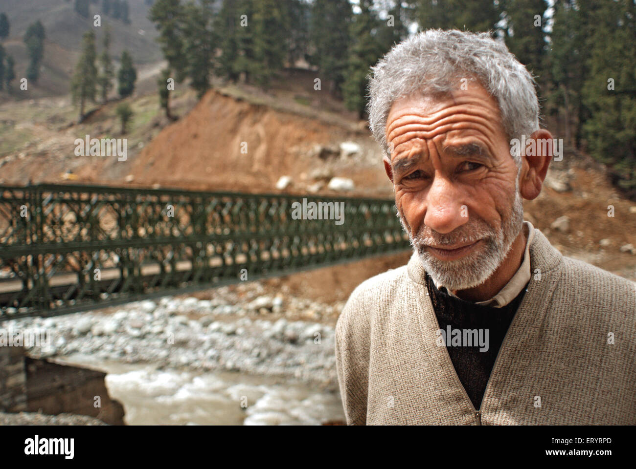 Wrinkle on face of kashmiri man ; Jammu and Kashmir ; India NO MR 8 April 2008 Stock Photo