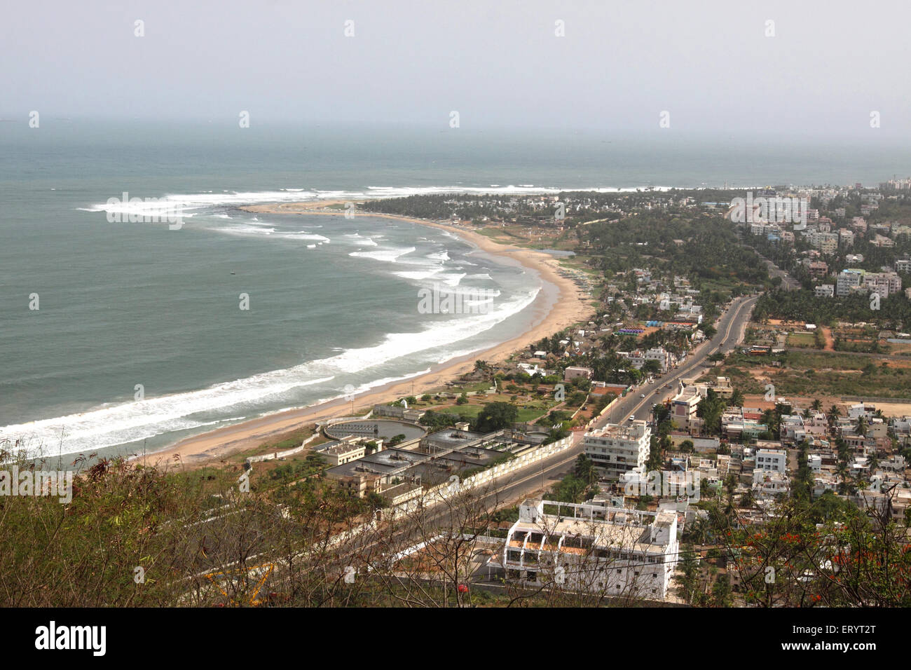 Aerial view of ramkrishna or r k beach ; Vishakhapatnam ; Andhra Pradesh ; India Stock Photo