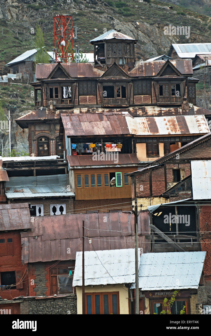 Burnt house ; Baramulla ; Jammu and Kashmir ; India , Asia Stock Photo