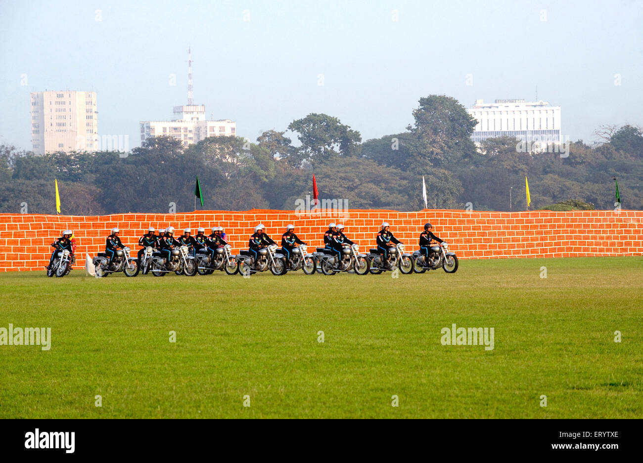 Motorcycle demonstration, RCTC ground, Royal Calcutta Turf Club, Calcutta, Kolkata, West Bengal, India, Asia Stock Photo