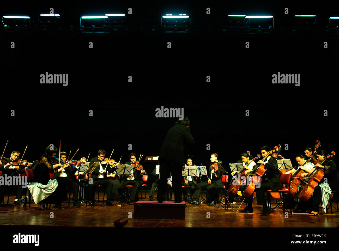 Symphony orchestra  at jamshed bhabha auditorium ; Bombay Mumbai ; Maharashtra ; India Stock Photo