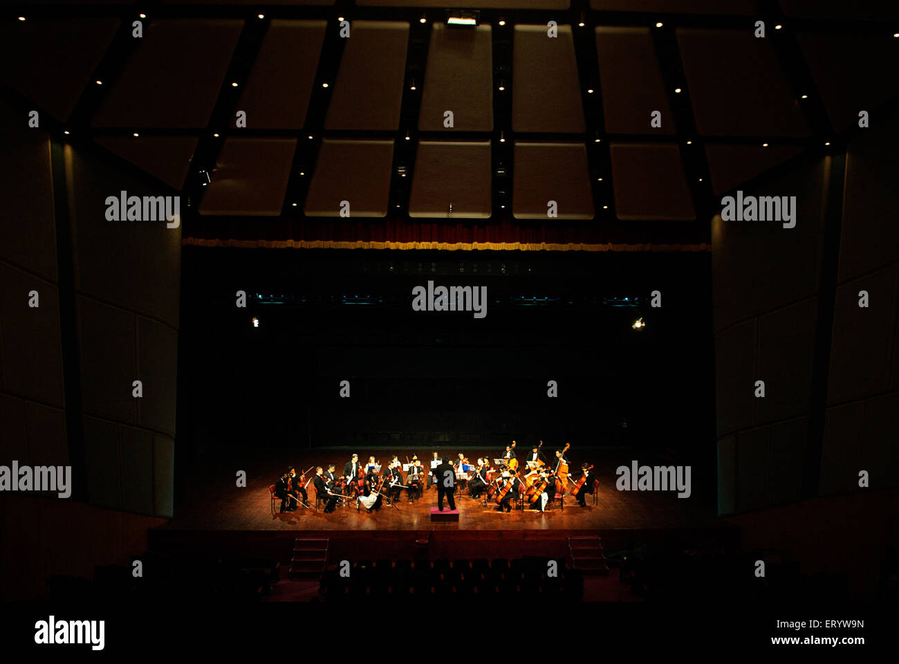 Symphony orchestra  at jamshed bhabha auditorium ; Bombay Mumbai ; Maharashtra ; India NOMR Stock Photo