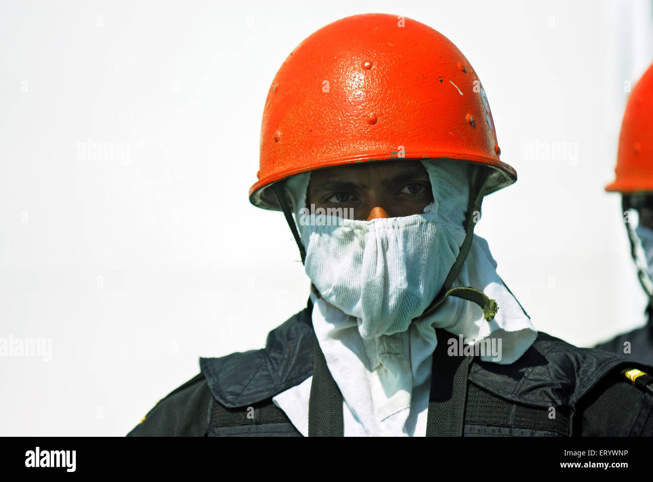 Commandos wearing protection mask on rescue operation ; Bombay ; Mumbai ; Maharashtra ; India