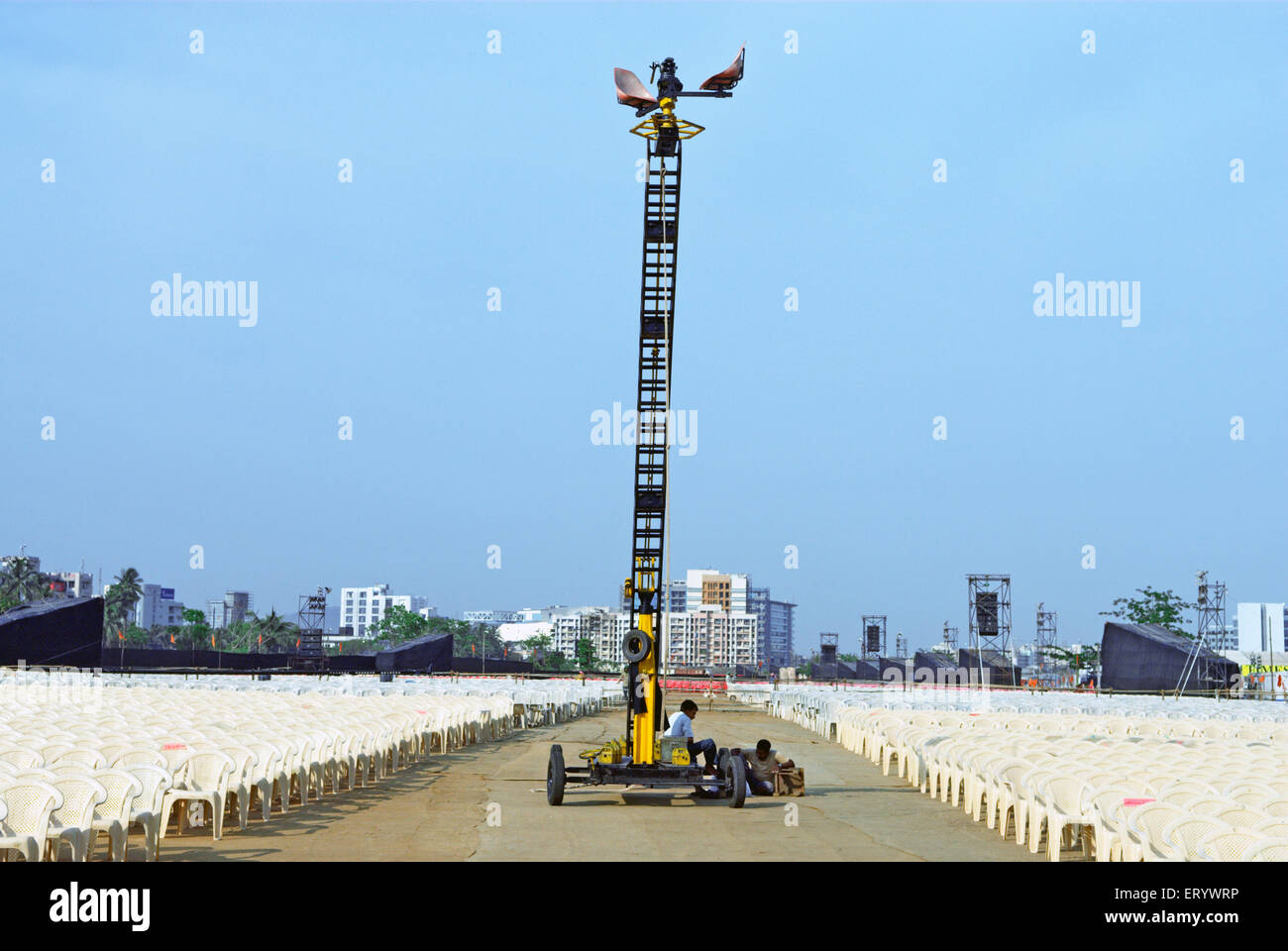 Moving camera crane in entertainment show at bandra kurla complex ; Bombay ; Mumbai ; Maharashtra ; India Stock Photo