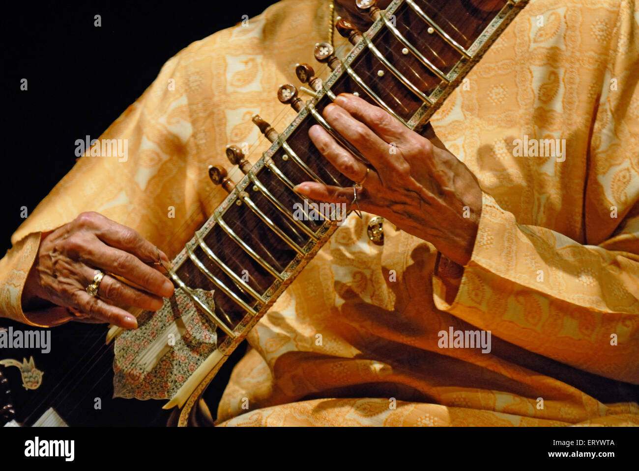 Pandit ravi shankar indian classical music maestro ; Bombay ; Mumbai ; Maharashtra ; India Stock Photo
