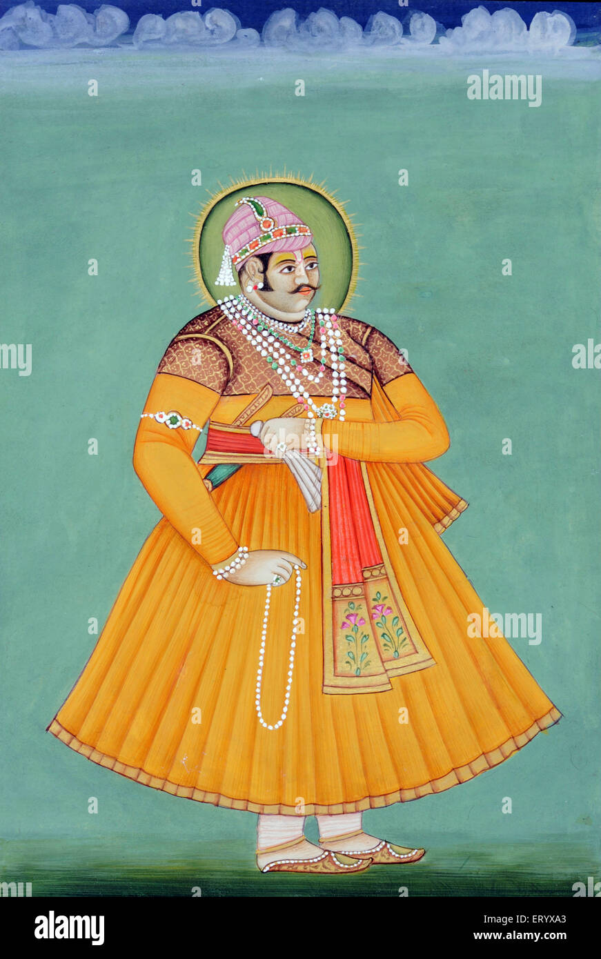 Miniature painting of Maharaja Sawai Madho Singh Jaipur Stock Photo - Alamy