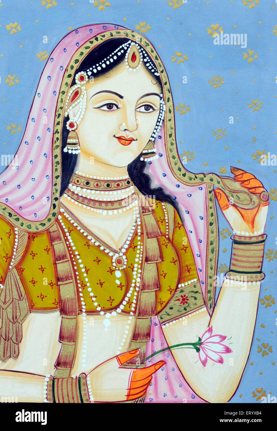 Miniature painting of Jodha Bai Stock Photo