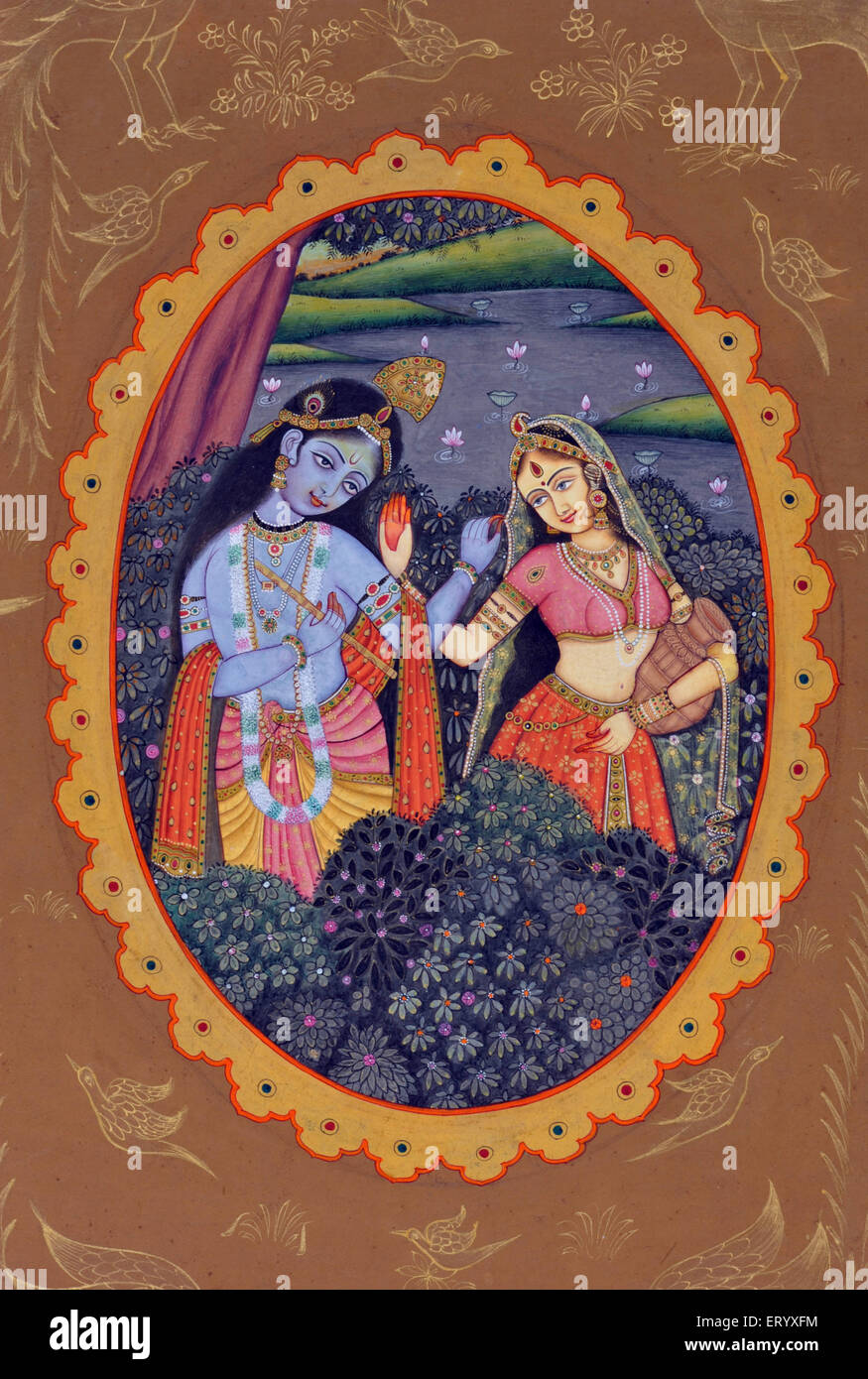 miniature painting of radha krishna Stock Photo