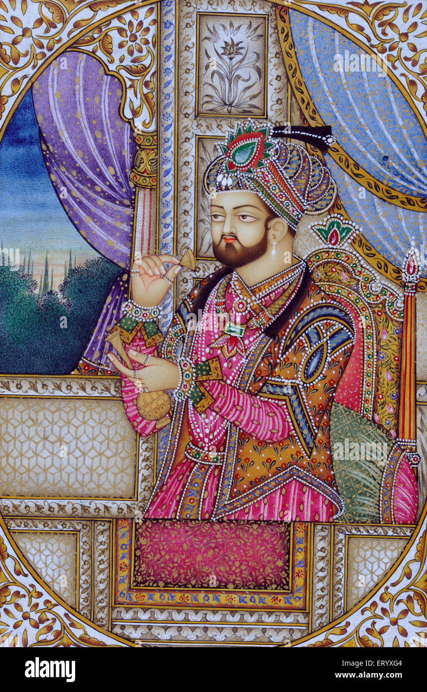 Miniature Painting of Mughul Emperor Shah Jahan India Asia Stock ...