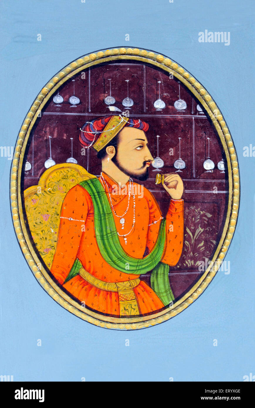 Miniature Painting of  Shah Jahan India Asia Stock Photo