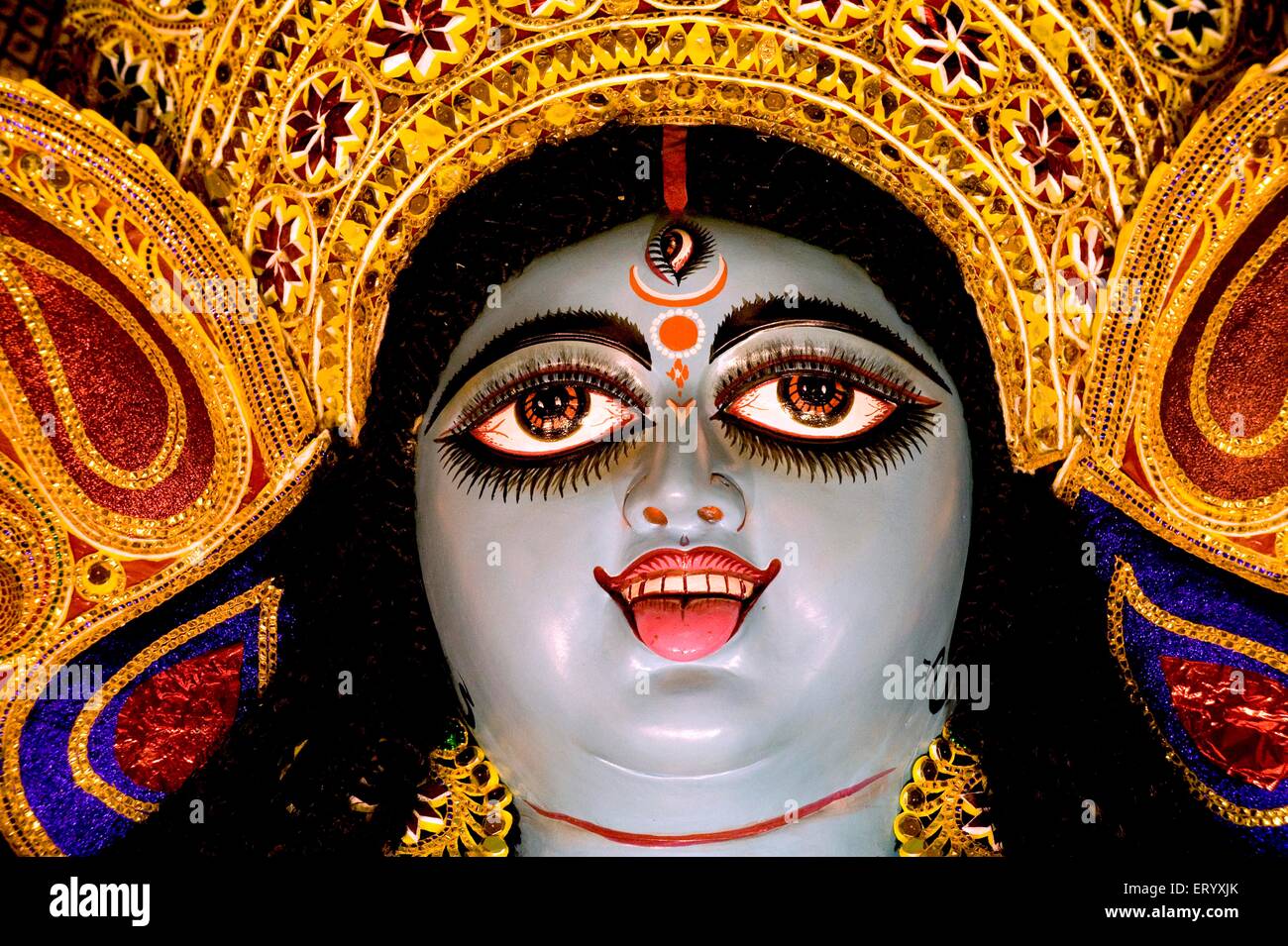 Image of goddess Kali puja ; Calcutta ; West Bengal ; India Stock Photo