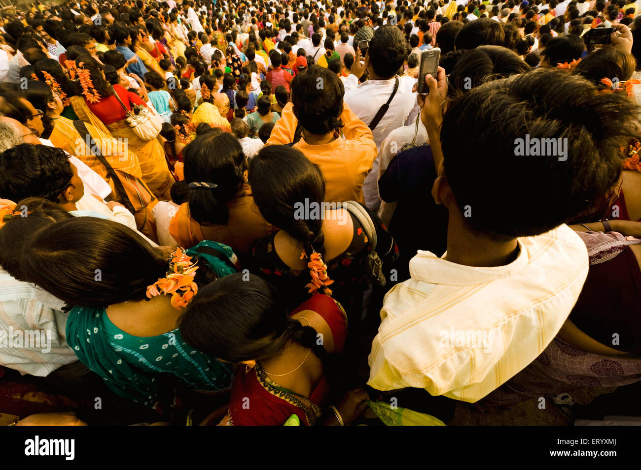 Santiniketan Holi spring festival crowd, Shantiniketan, Bolpur city, Birbhum district, Calcutta, Kolkata, West Bengal, India, Asia Stock Photo