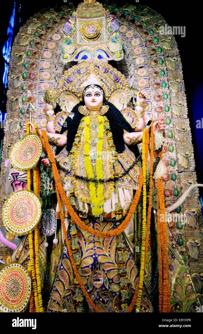 Mother goddess Durga image as Jagadhatri mother of universe ; Calcutta ; West Bengal ; India Stock Photo