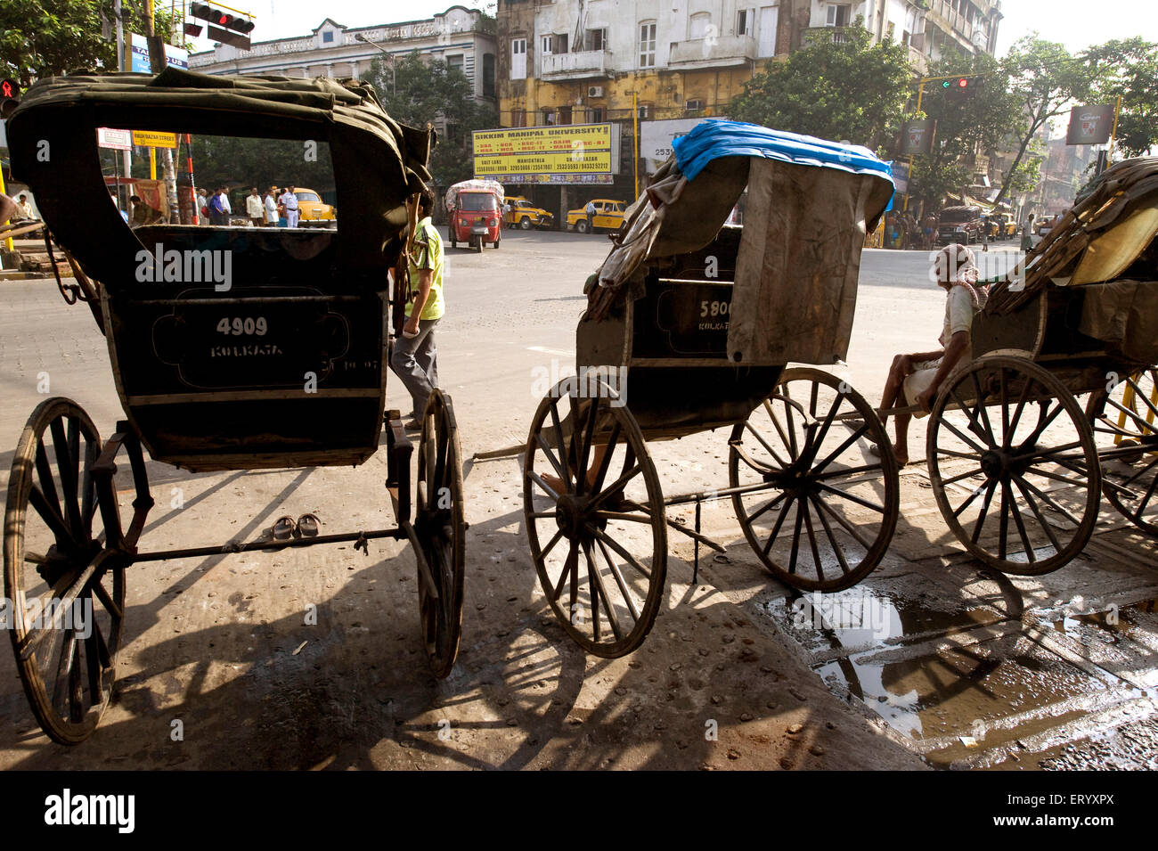 Hand pulled rickshaw , Calcutta , Kolkata, West Bengal, India, asia