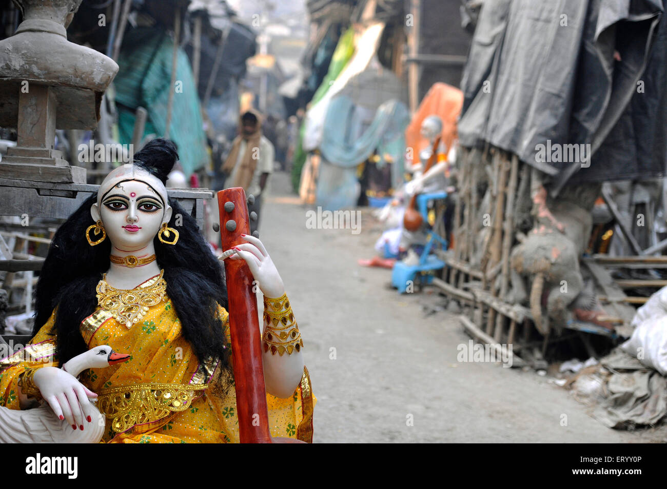 Statue of goddess saraswati at kolkata ; Calcutta ; India Stock Photo
