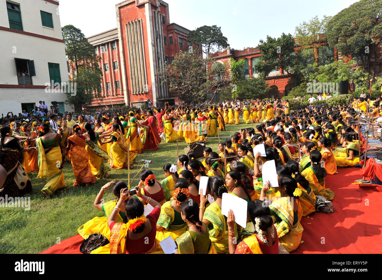 Spring festival dances at jorasanko Kolkata ; Calcutta ; India Stock Photo
