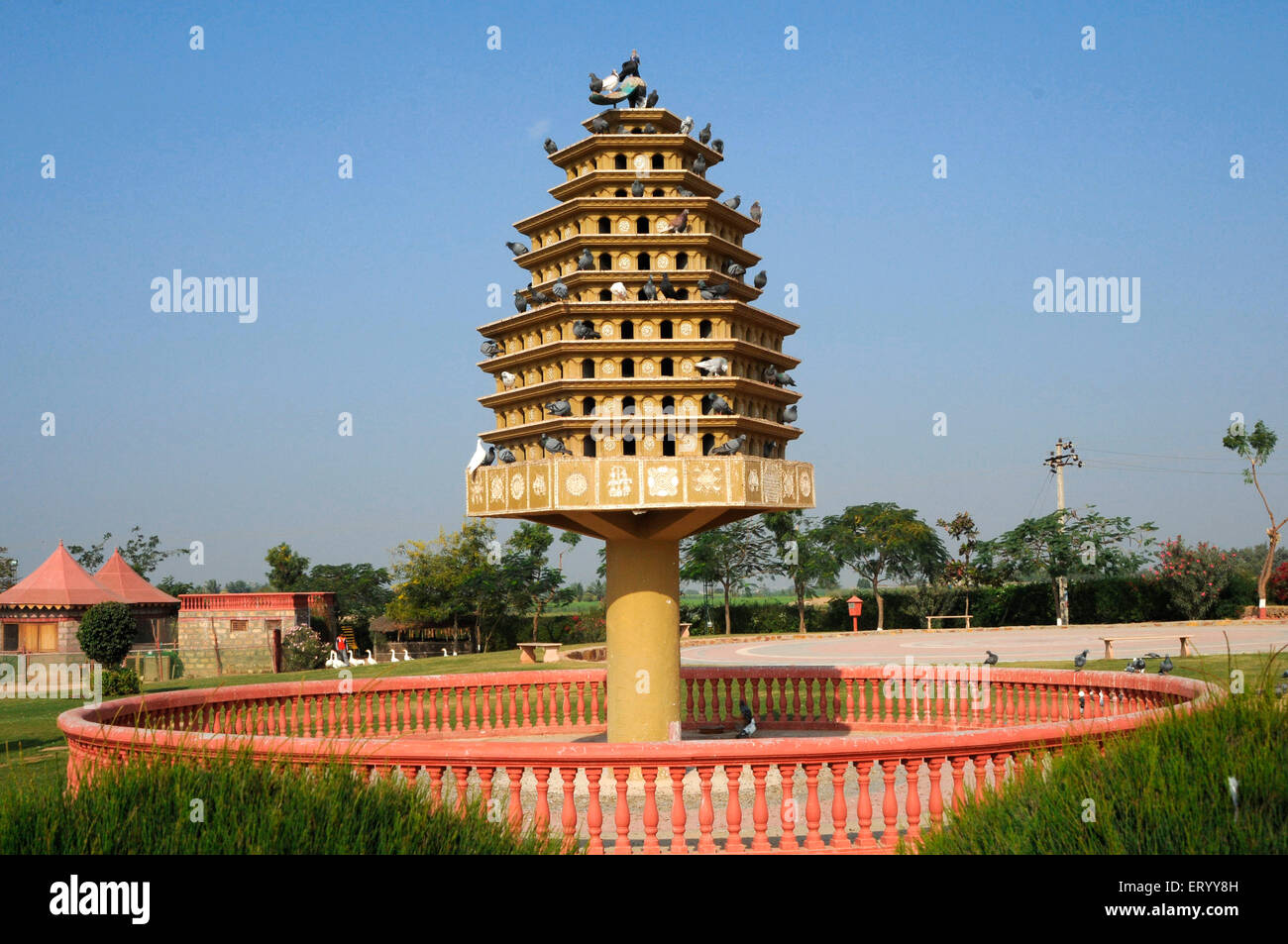 birdhouse , birdsnest , bird box , nest box , birds shelter , Hiralaxmi Memorial Park  ; Bhujodi ; Bhuj  ; Kutch  ; Gujarat  ; India , asia Stock Photo