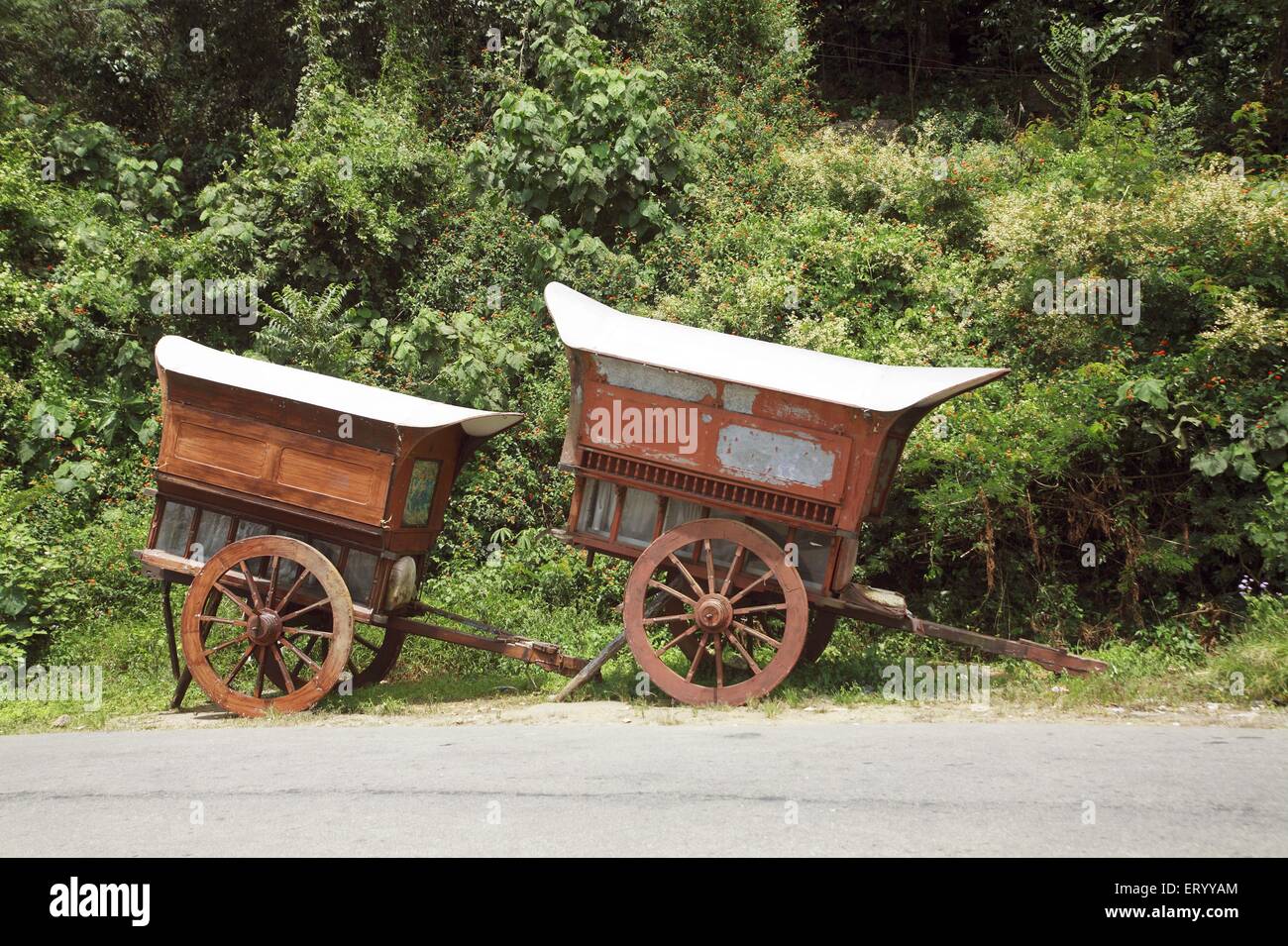 Bullock carts , Munnar , hill station , Idukki district , Western Ghats mountain , Kerala , India , Asia Stock Photo