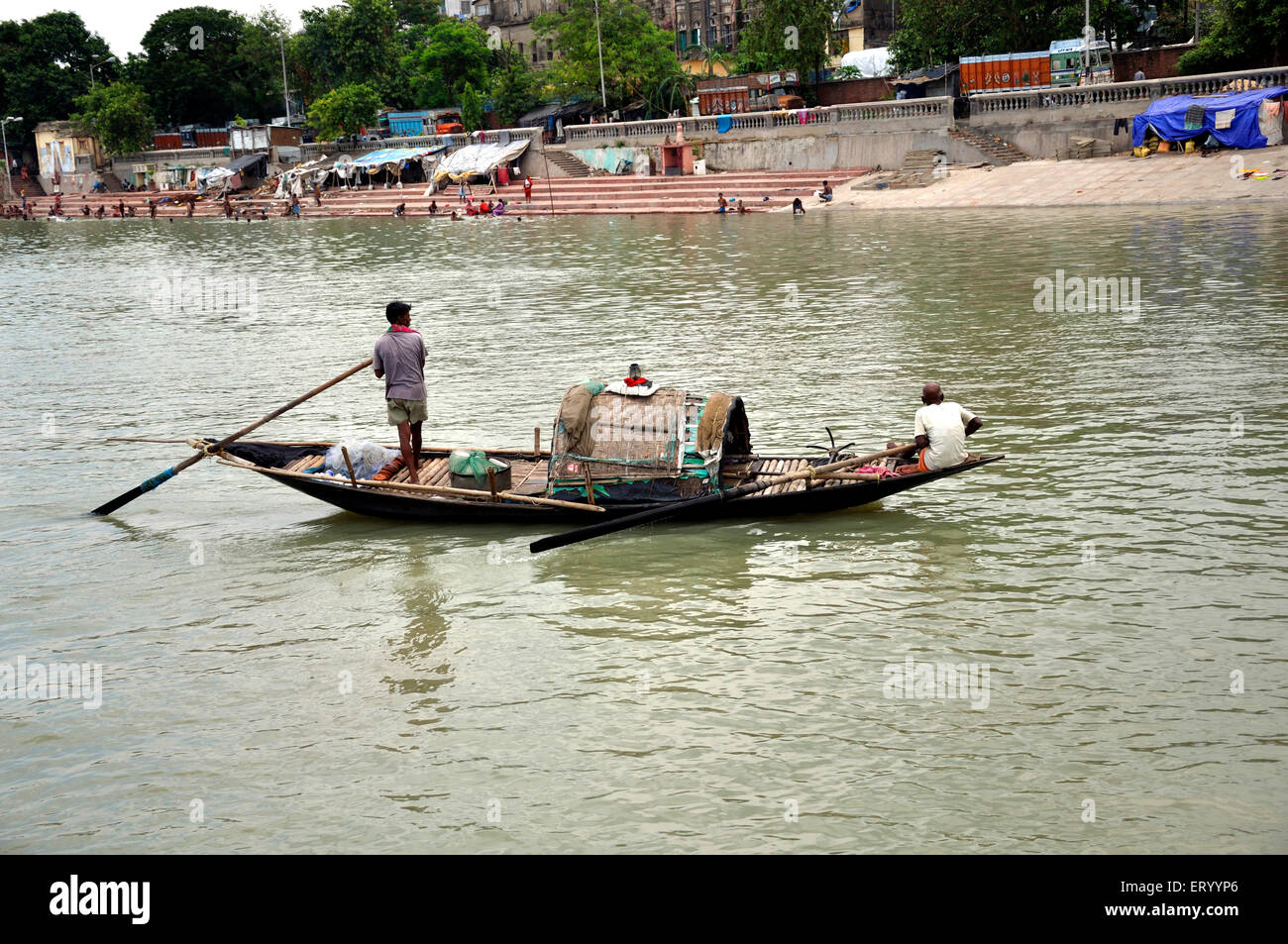 Boating at river ganges ; Calcutta Kolkata ; West Bengal ; India Stock Photo