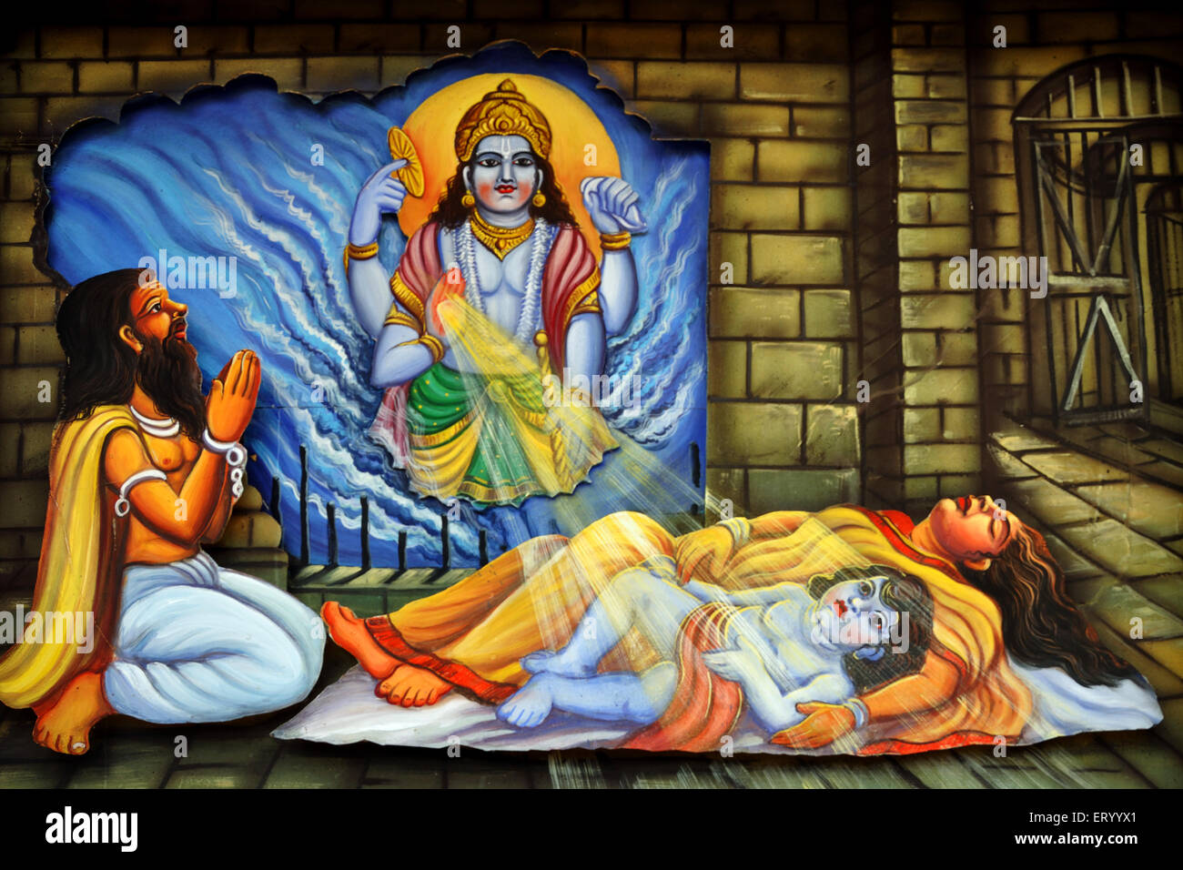 Indian mythology , Shri Krishna Leela , birth of krishna , Stock Photo