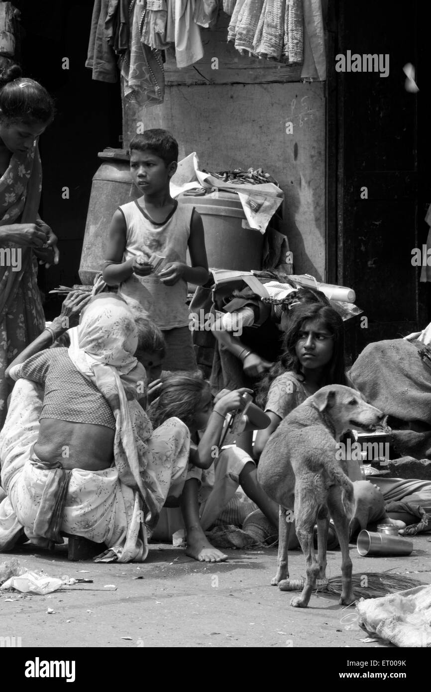 Byculla slums N M Joshi Road Bombay Mumbai Maharashtra India Stock Photo