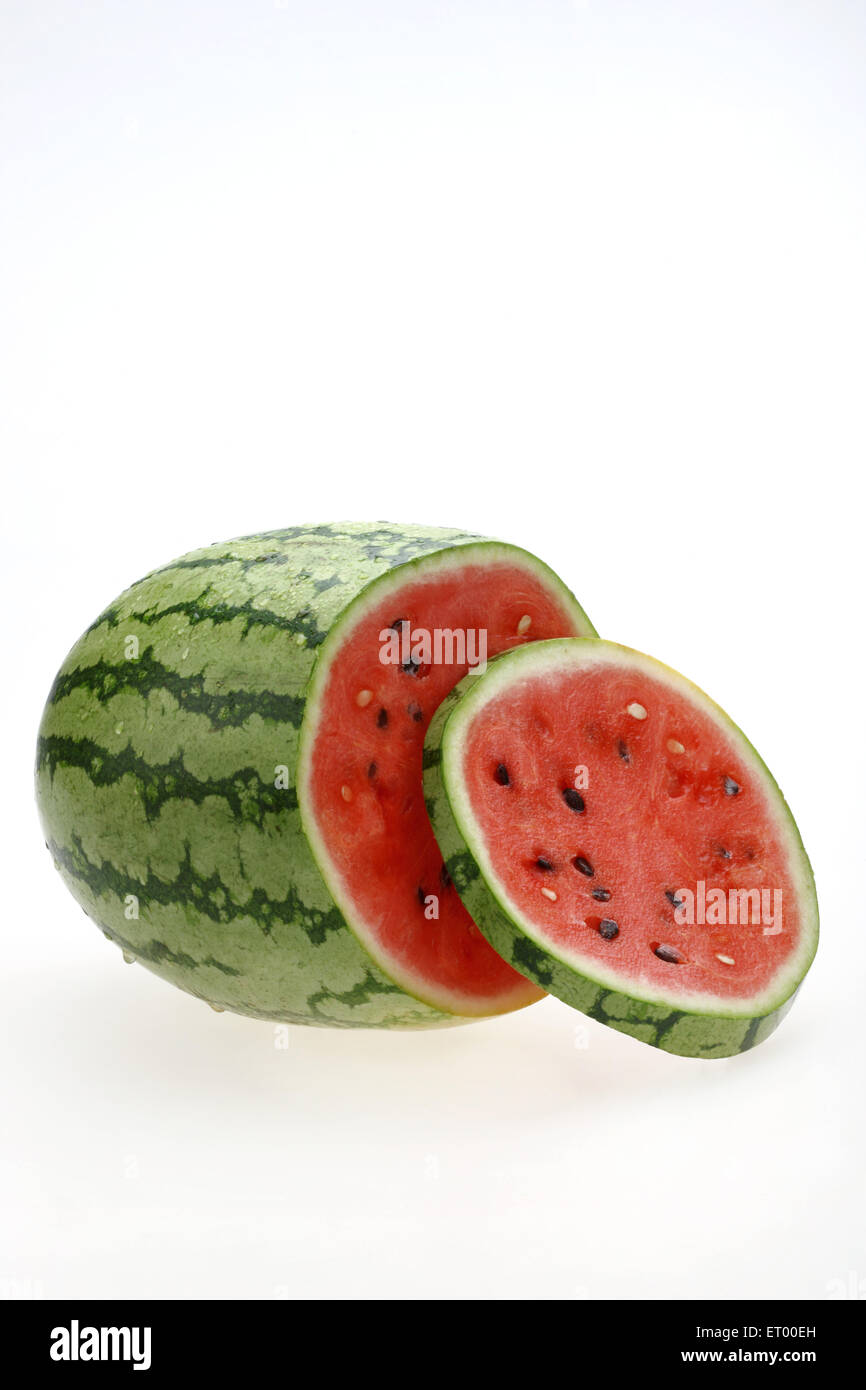 Fruits ; Water Melon Latin Citrullus Lanatus slices Stock Photo