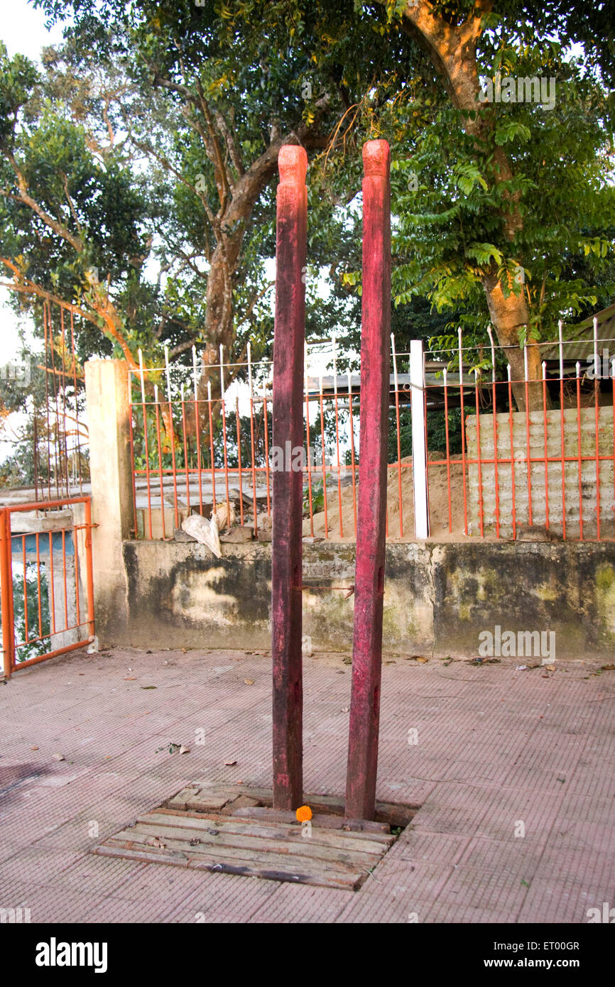 animal sacrifice poles , Kamakhya temple , Kamrup Kamakhya temple , Sakta temple , Guwahati , Assam , India , asia Stock Photo