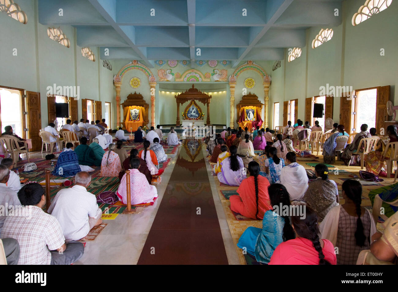 Prayers hall at ramkrishna mission ashram ; Belgaum ; Karnataka ; India Stock Photo