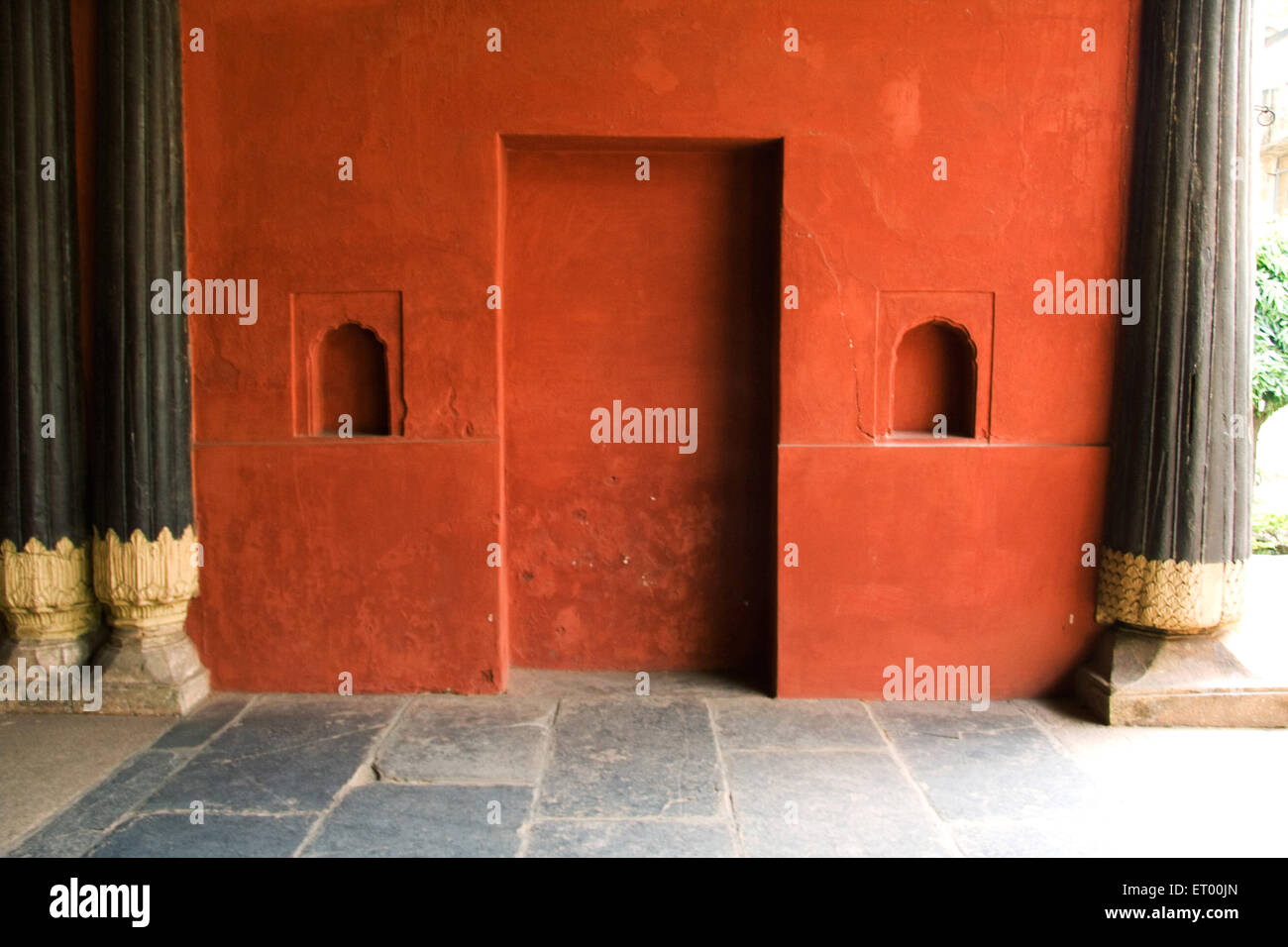 closed door and alcove in Tipu Sultan palace Bangalore Karnataka India Stock Photo