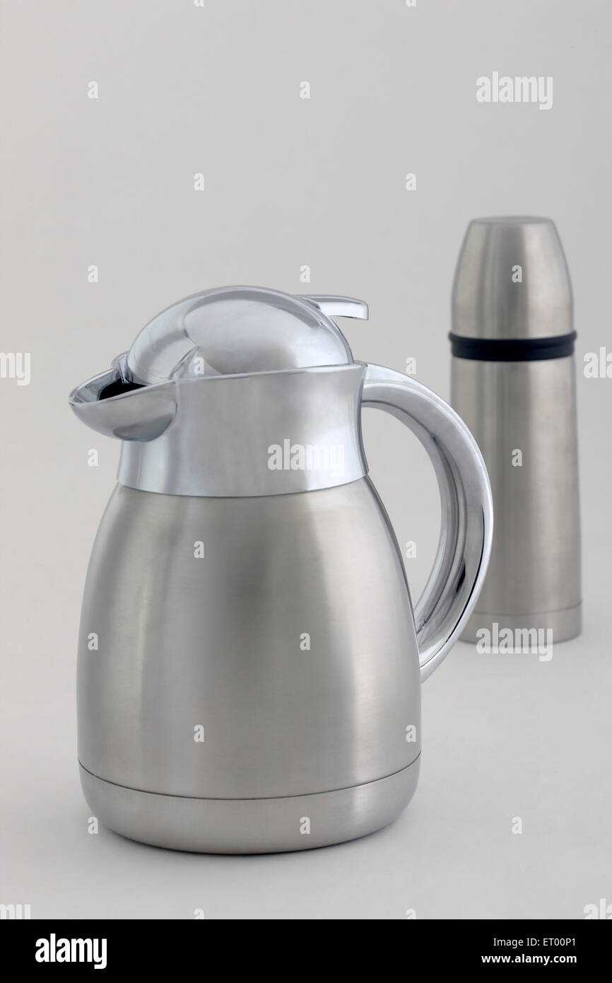 Stainless steel jug and thermos flask ; India Stock Photo 83593833 Alamy