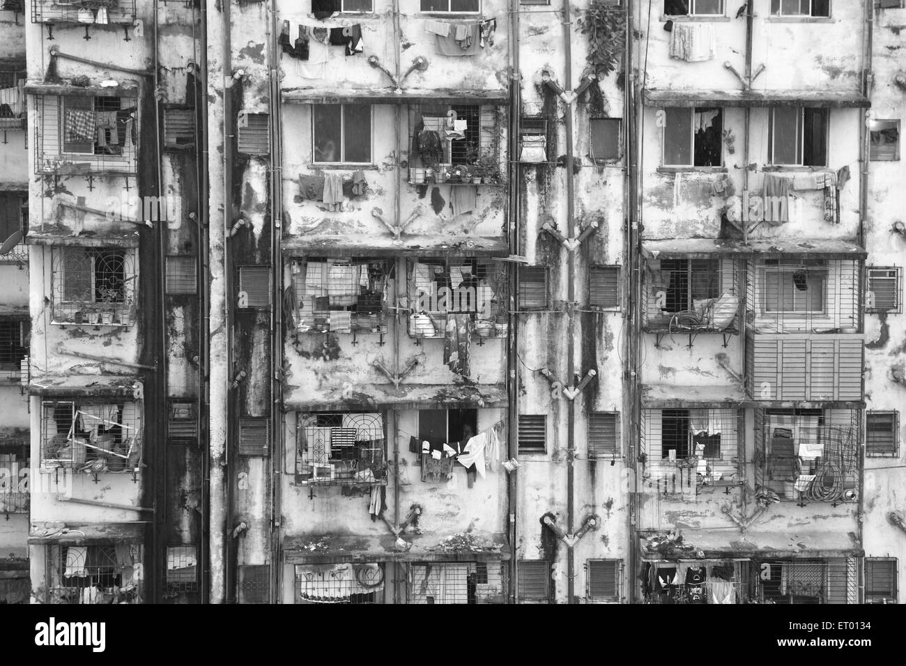 Building in Dharavi slum ; Bombay Mumbai ; Maharashtra ; India Stock Photo