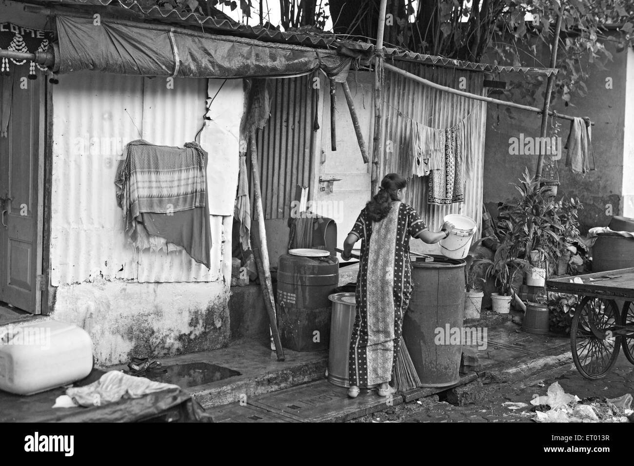 Dweller of Dharavi slum ; Bombay Mumbai ; Maharashtra ; India Stock Photo