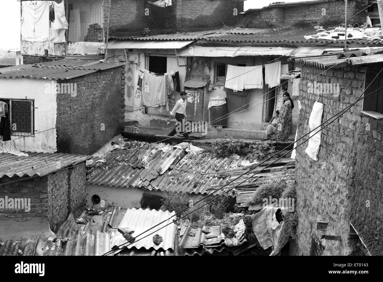 Kamani Indira Nagar and Kaju Pada slum ; Bombay Mumbai ; Maharashtra ; India Stock Photo