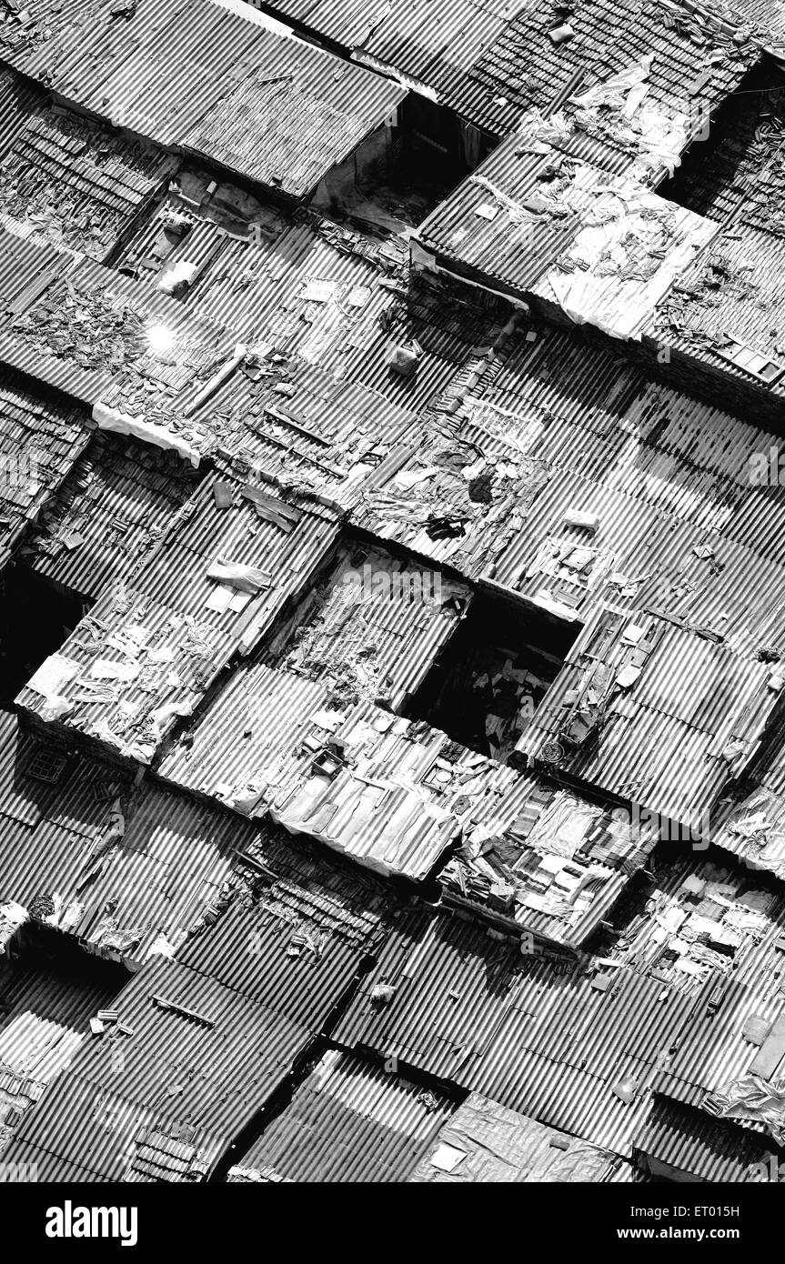 Rooftops of slum ; Bombay Mumbai ; Maharashtra ; India Stock Photo