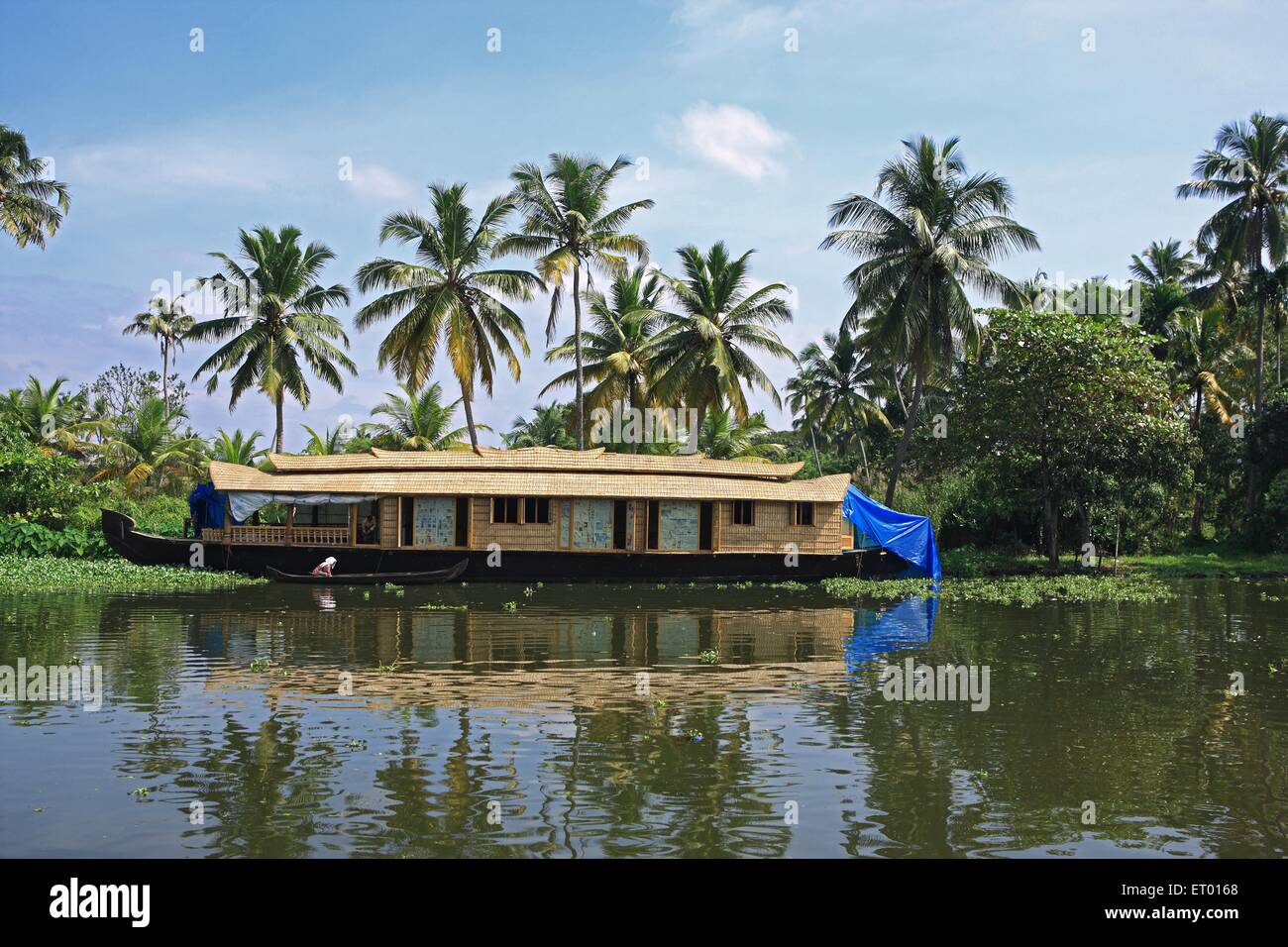 Houseboat in backwaters ; Alleppey Alappuzha ; Kerala ; India Stock