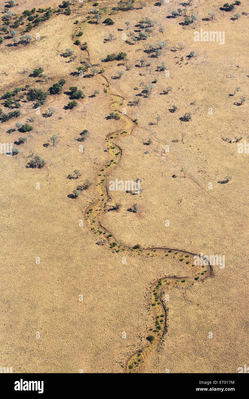 Aerial view of Australia's dry, outback, near Longreach, Queensland ...