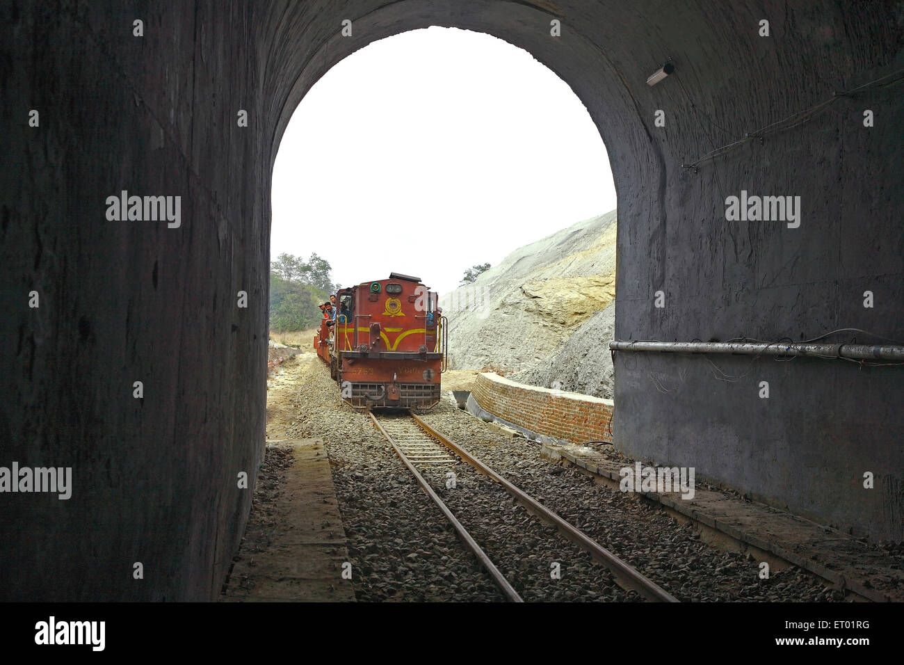 Train entering tunnel, Agartala, Tripura, India, Asia, Indian, Asian Stock Photo