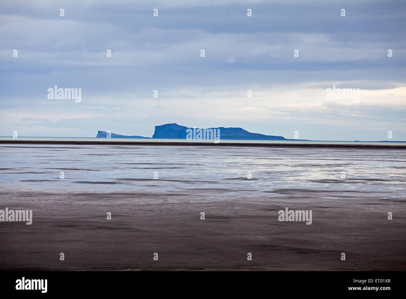 Seascape and distant island, Iceland Stock Photo