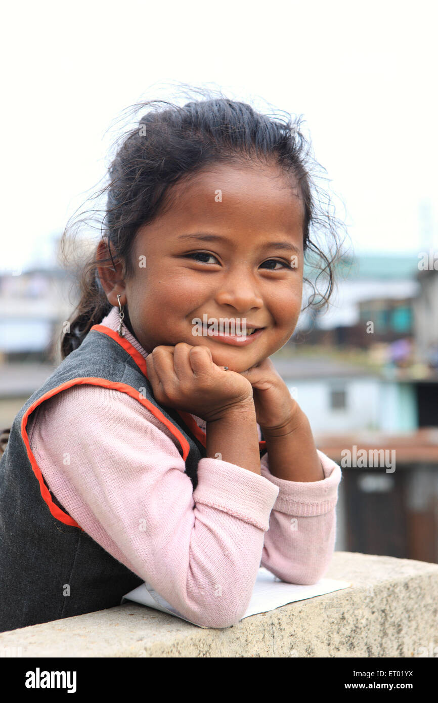 Khasi tribal girl at cherrapunjee ; Sohra ; Meghalaya ; India NOMR Stock Photo