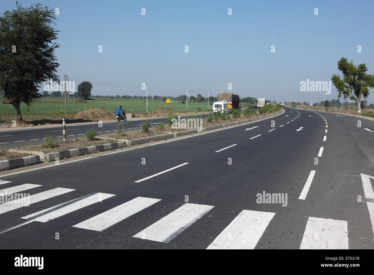 Pedestrian crossing, National Highway Number Three, Madhya Pradesh, India, Asia Stock Photo