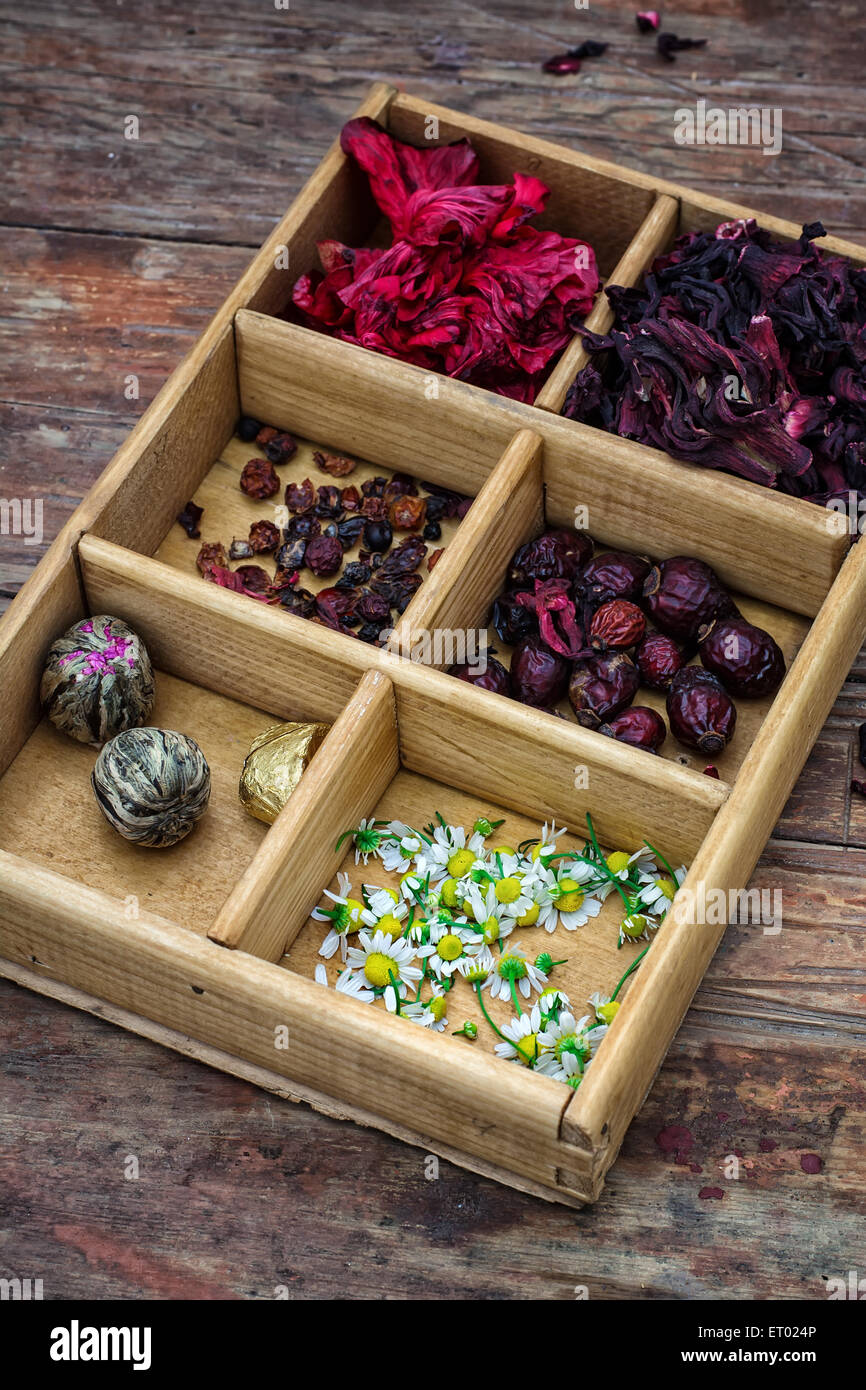 box collected in the fall of medicinal herbs for teas and medicinal