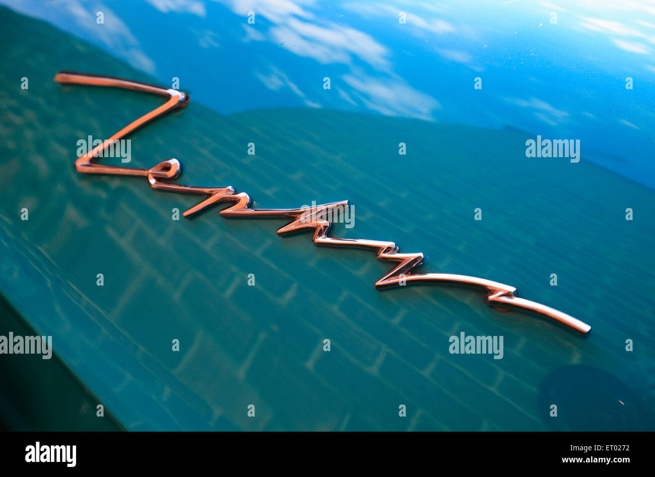 Ford Zephyr classic car chrome logo. Stock Photo