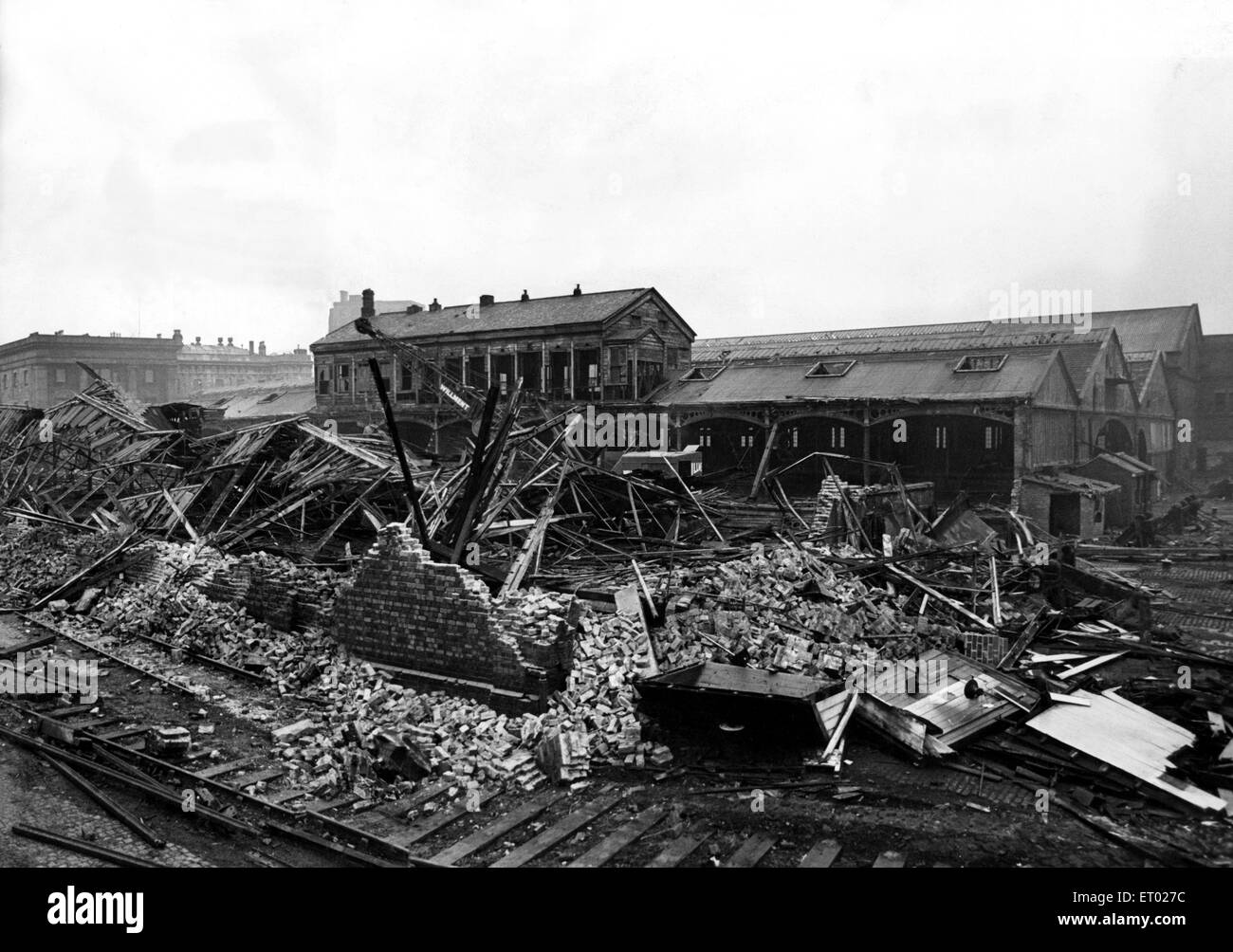 Curzon Street station in Birmingham undergoes some demolition work. January 1966. Stock Photo