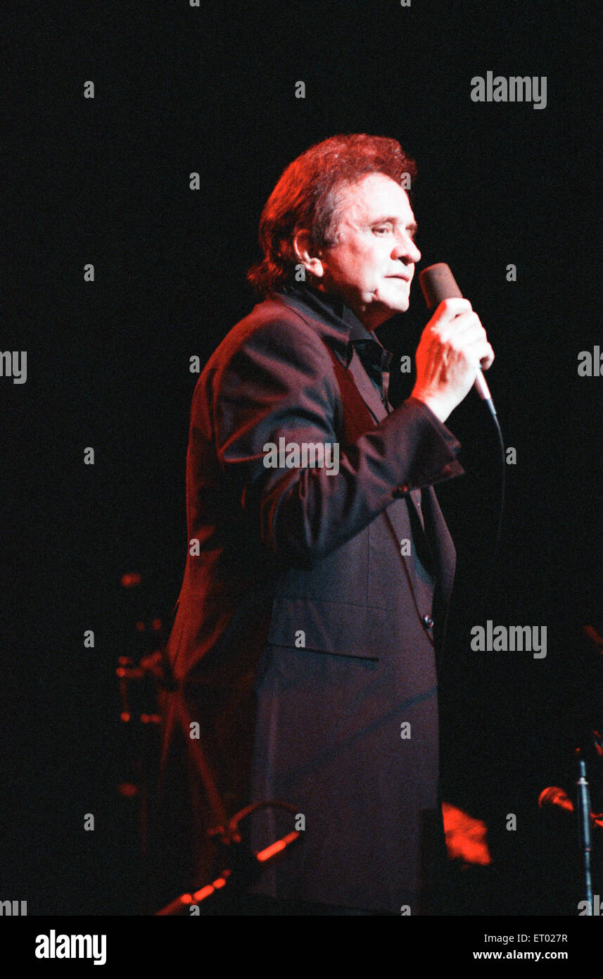 Johnny Cash, in concert at the Royal Albert Hall, London, Sunday 14 May 1989. Stock Photo